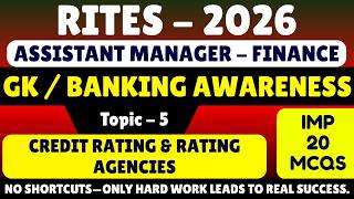 Credit Rating &amp; Rating Agencies MCQS | RITES Finance GK Banking Awareness pdf 2026 | RITES AM GK PDF