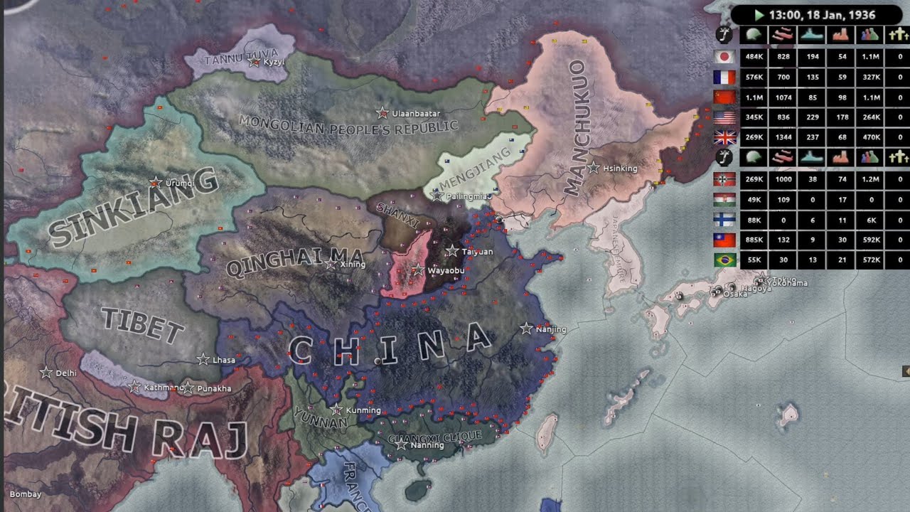 What If East Asia Had The Borders Before The No Compromise No Surrender DLC   Hoi4 Timelapse