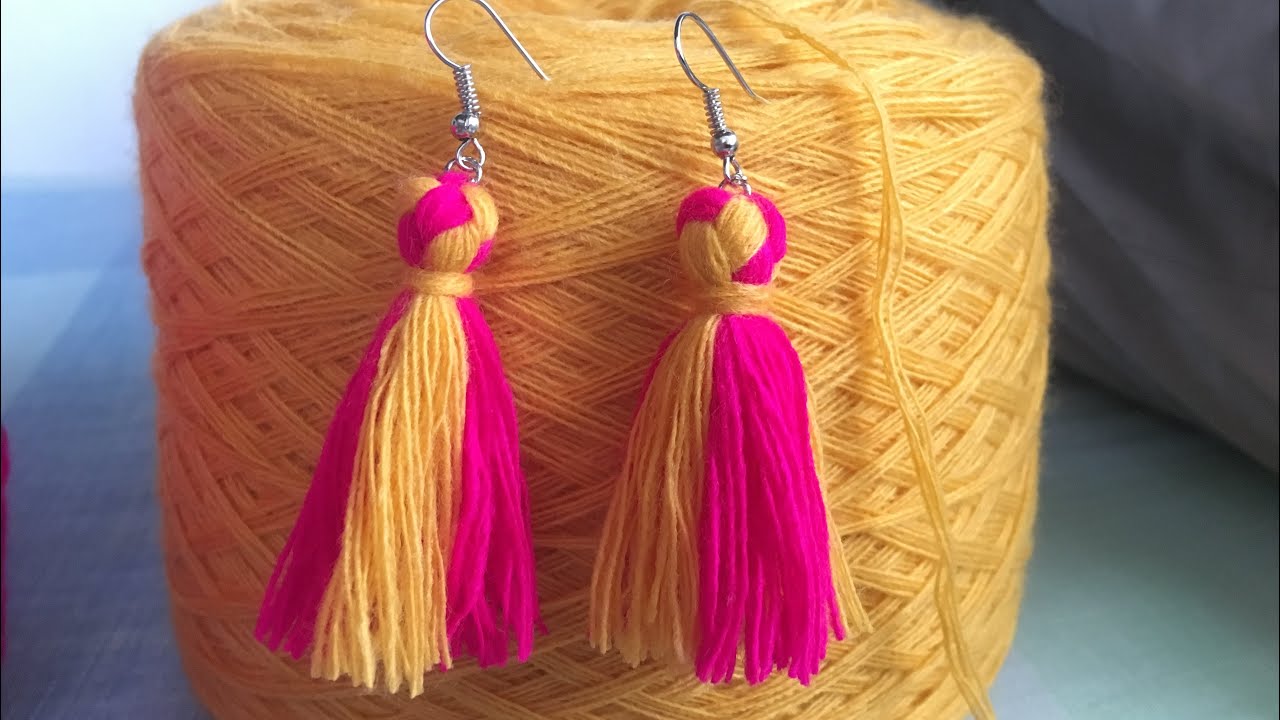 How to make a 2color tassel earrings |tutorial