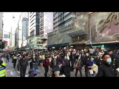 Protesters marching from Wan Chai to Chater Garden on Dec 8