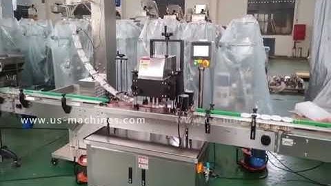 Automatic bottle cap positioning screw capping machine testing video