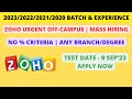ZOHO Off-Campus | 2023/2022/2021 batch &amp; Experience | Any Branch/Degree | Mass Hiring