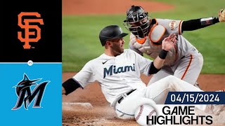 San Francisco Giants vs. Miami Marlins GAME HIGHLIGHTS 04/15/2024 | MLB Highlight 2024