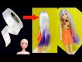 EASY MAKING OF BARBIE HAIR WITH SATIN RIBBON |DIY BARBIE DOLL HAIR WITH RIBBON |MAKING OF DOLL HAIR