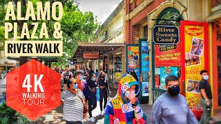Walking around Alamo Plaza and The San Antonio River Walk  4K Walking Tour