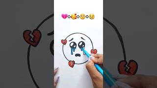 💔+🥰+🥺+😢 Broken Heart | A combination of Emojis | Emoji Mix Drawing | #SatisfyingArt #shorts #art screenshot 2