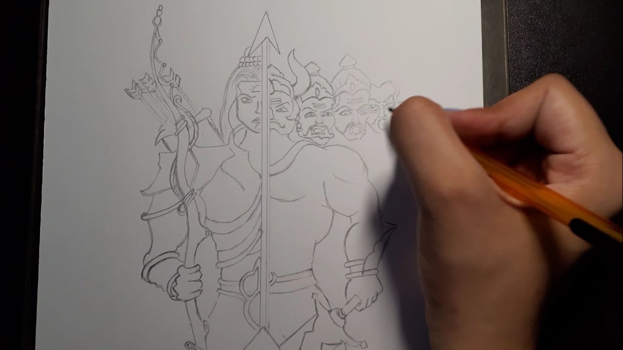 Ram-Ravan Drawing | Dussehra Drawing | Creative Drawing Ideas - YouTube