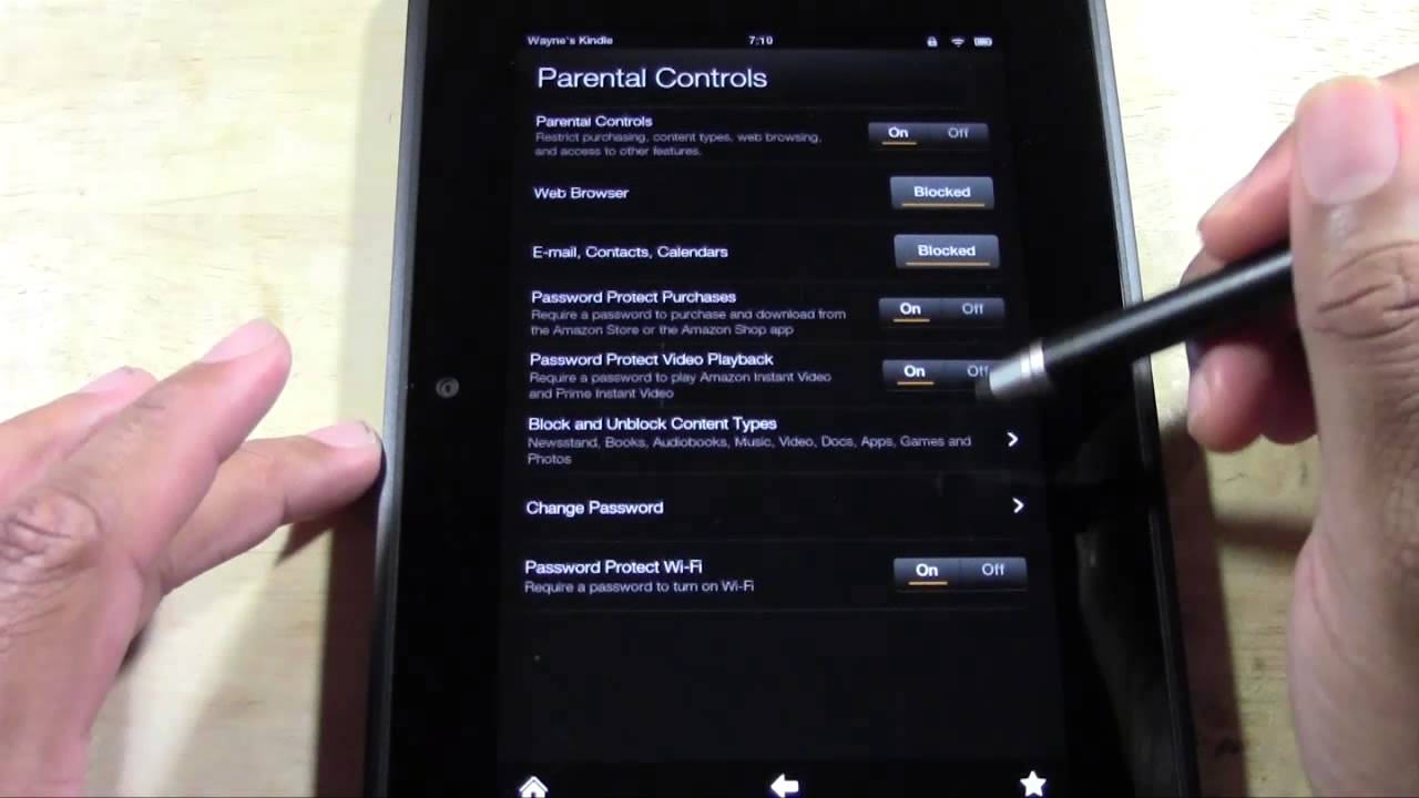 how to change parental control password on fire tablet