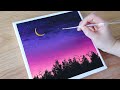 #StayHome | Acrylic Painting #WithMe | Night sky | Painting tutorial for beginners #112