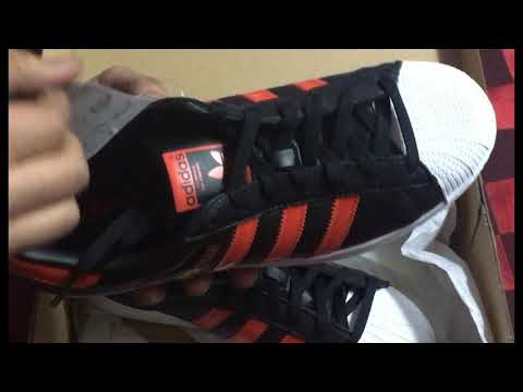 adidas-superstar-red-black-white-unboxing-orange-shoes