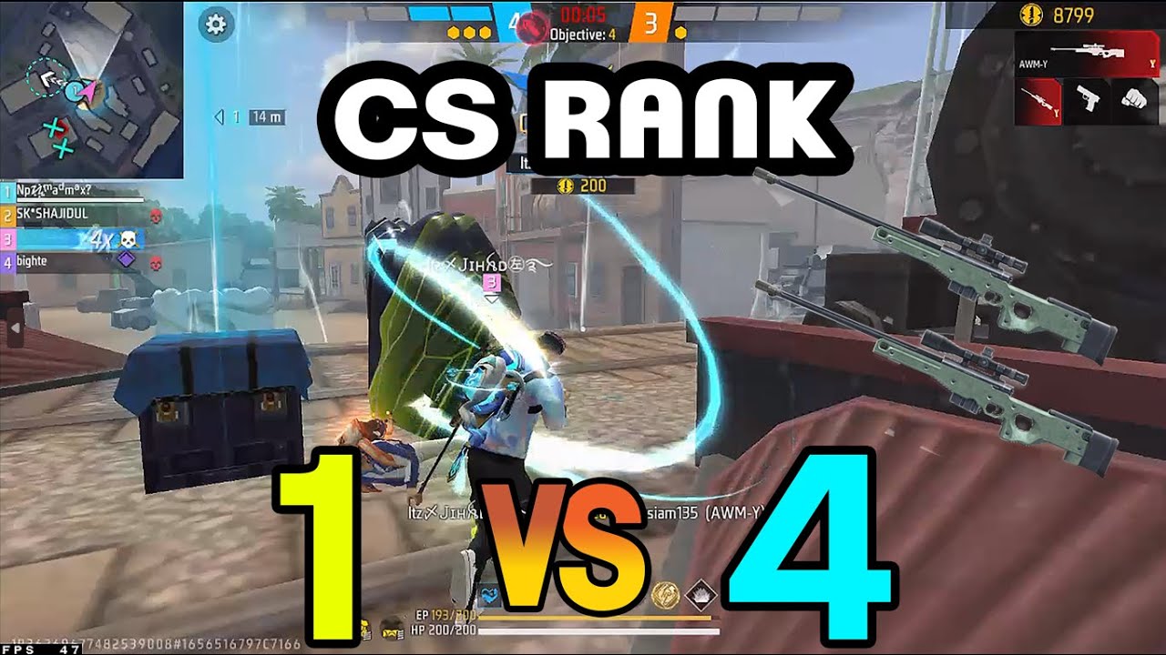 free fire CS 1 vs 4 gameplay - YouTube