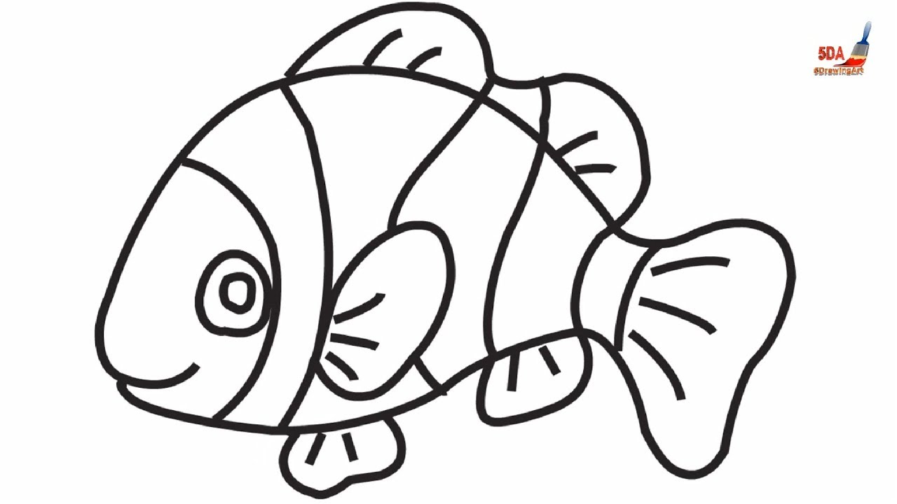 Vector black and white sea fish drawing, cut out and ready for coloring,  teaching drawing and coloring for children, vector illustrator. - Vector  #12164 - Stock Vectors - Exclusive Gulf Arab Vectors,