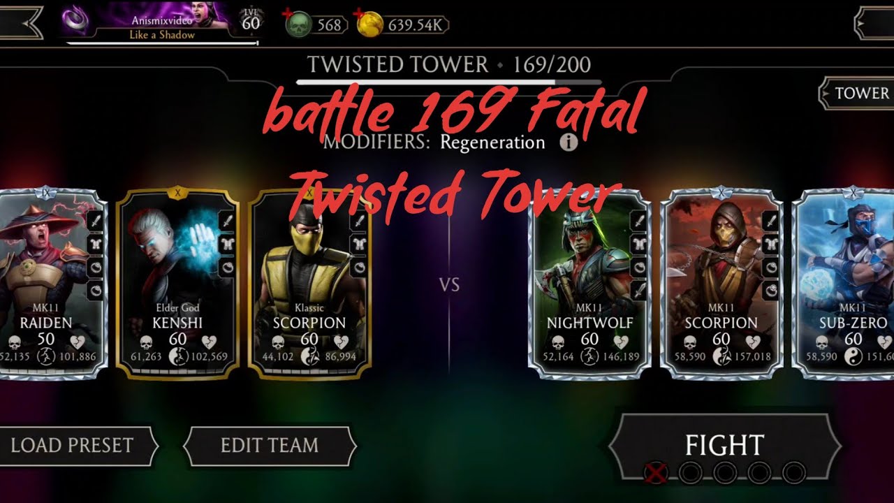Mk mobile , battle 169 Fatal Twisted Tower