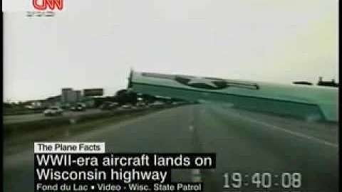 Texan T-6 emergency landing at highway  in USA