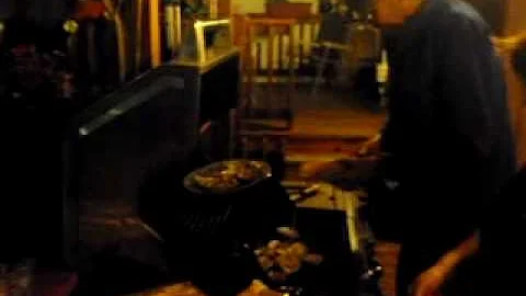 Carl Sets Up French Bread on the Barbee