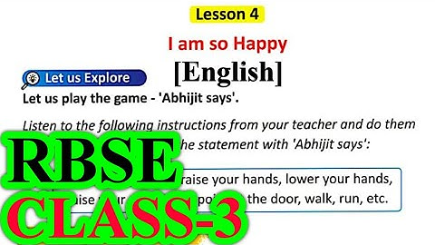 I Am So Happy Chapter 4 Question Answers class 3 English RBSE full explaination हिंदी में #rbse