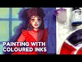 COLOURED INK PAINTING PROCESS + little PO box unboxing