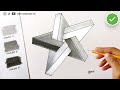 Cómo hacer Dibujos Realistas en 3D - Ilusión Óptica - Estrella | Tutorial fácil con un lápiz ✏️ N°37