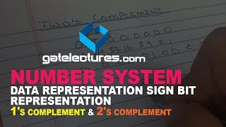Number System - Data Representation Sign Bit Representation 1's Complement and 2's Complement