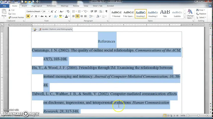 Creating a Custom Bibliography Style in Word 2010