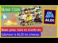 США. Шопинг в Aldi по списку. Мама дома, папа с детьми на хозяйстве. Папа кормит детей.