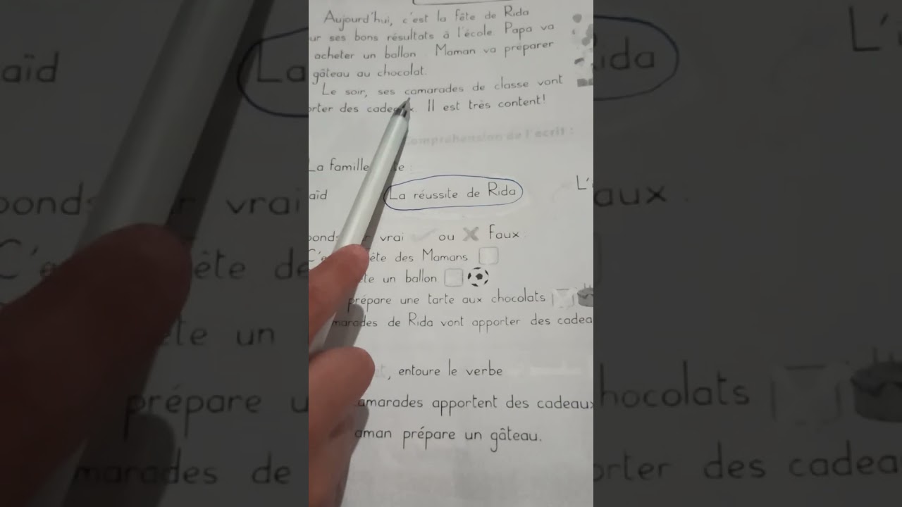 اختبار في اللغة الفرنسية السنة الرابعة ابتداءي الفصل الثاني