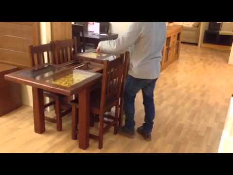 Oferta comedor: mesa de madera extensible con cristales ...