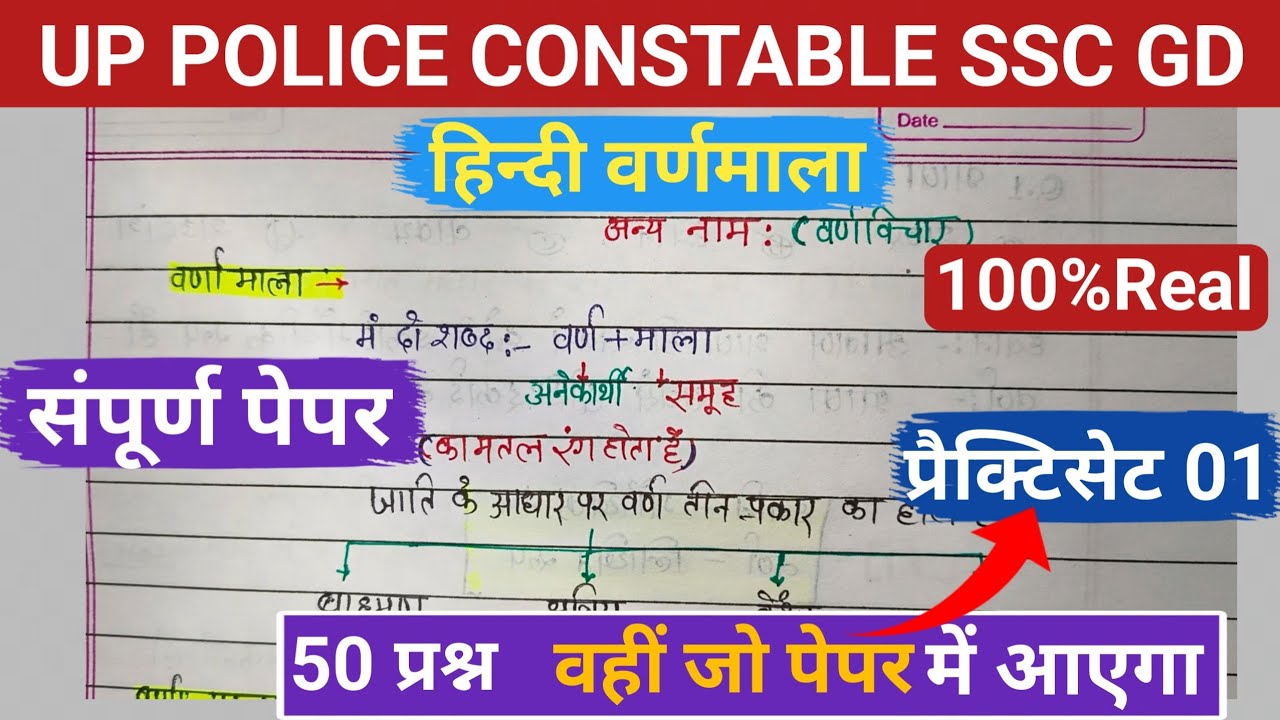 UP Police Hindi Class | Hindi: वर्णमाला | UP Constable/Computer Operator/Ssc Gd Hindi Class 01