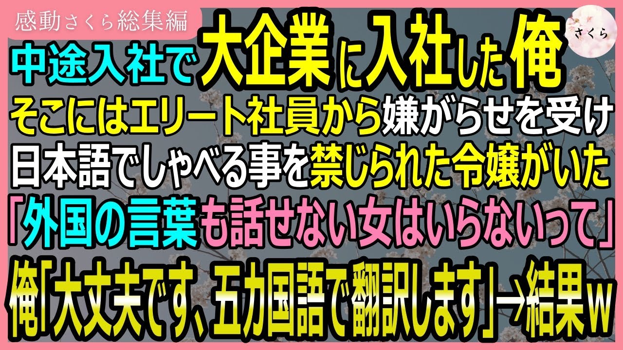 【感動する話・総集編】中途入社で大企業に入社した俺。そこにはエリート社員から嫌がらせを受ける令嬢の姿が！俺がすぐさま「五カ国語で翻訳します」→といった結果【いい話・スカッと・スカッとする話・朗読】