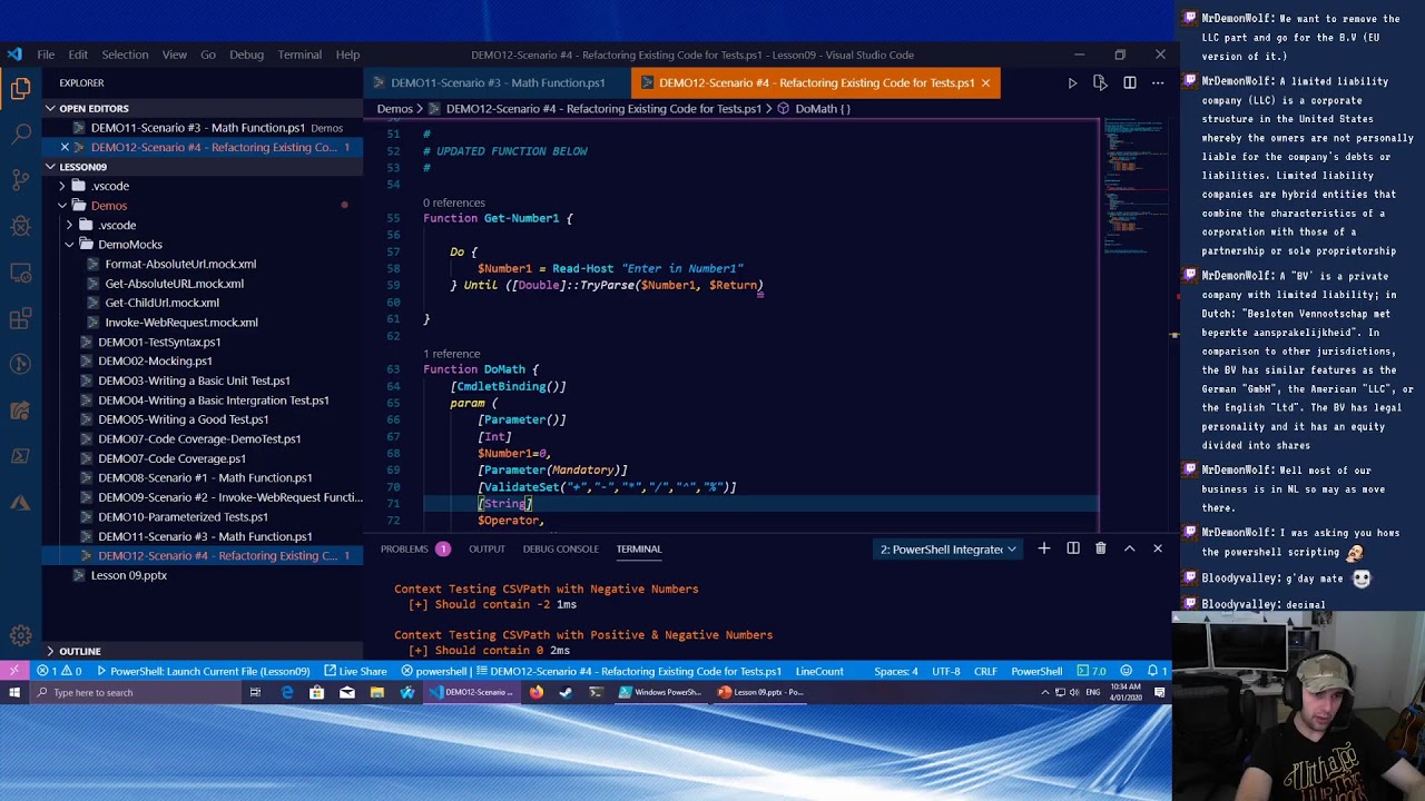 PowerShell 101 Live Part 10a - Testing your Code! - YouTube