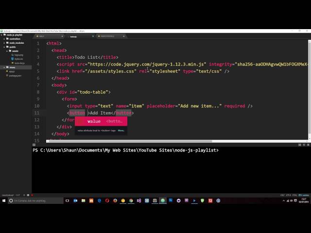 Node JS Tutorial for Beginners #33 - Making a To-do App (part 3)