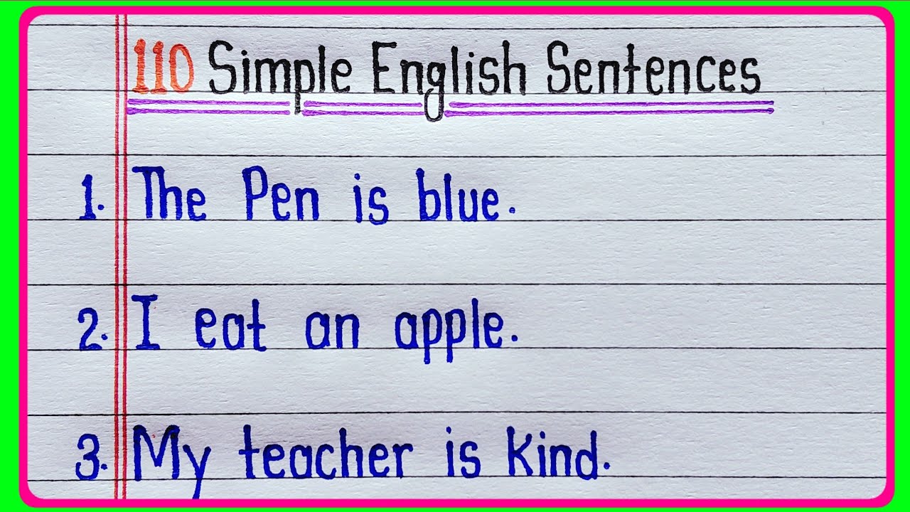 110 Simple English Sentences || 110 Simple Sentences for Reading ...