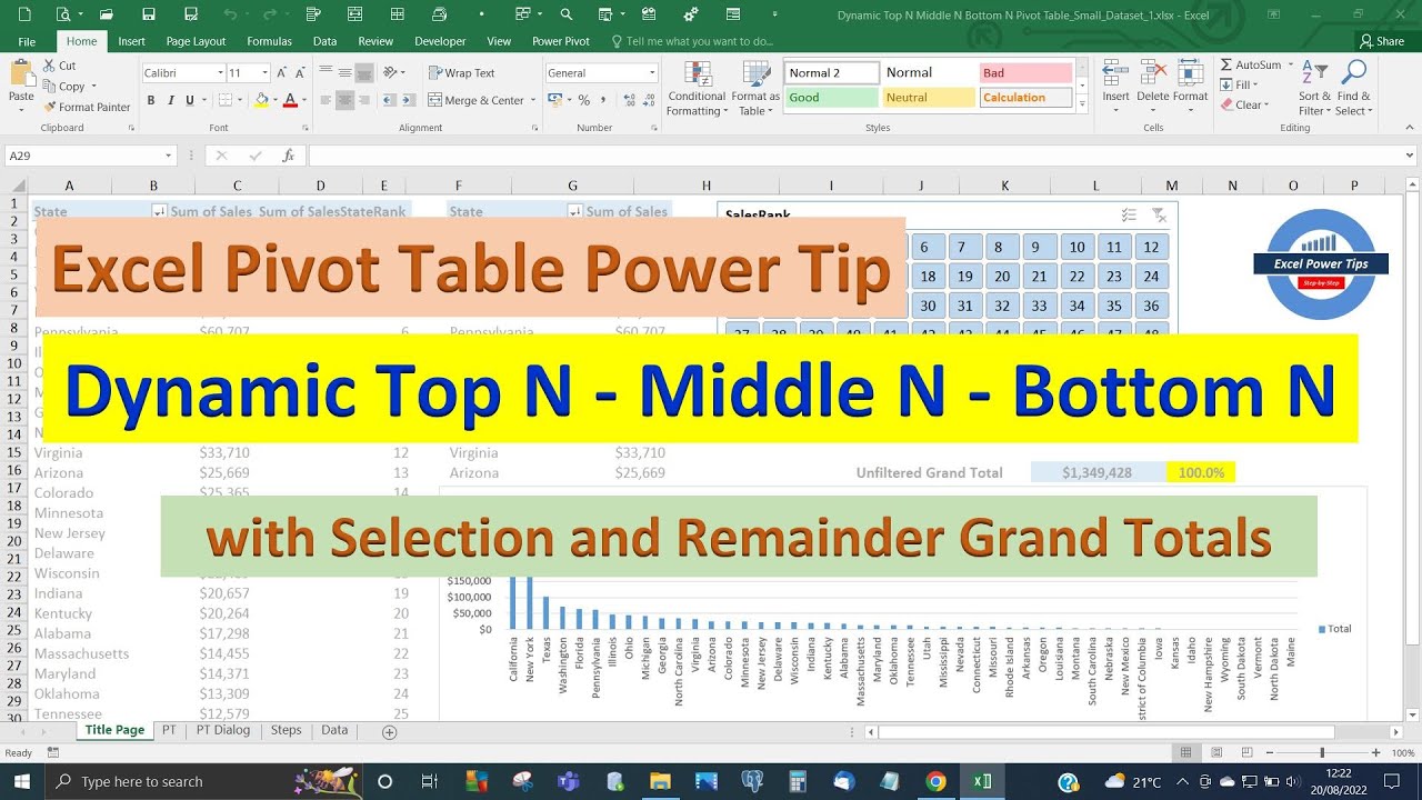 Excel Super Dynamic Pivot Table Top N Middle N Bottom N Slicer 