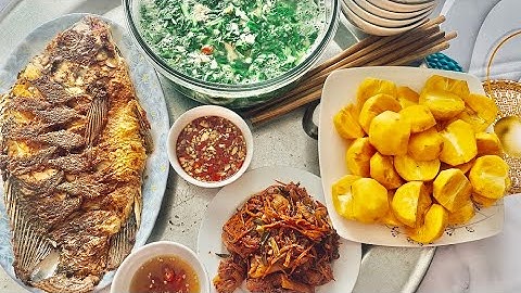 Bữa cơm vui vẻ 😊 Canh cải cá rô - cá chiên giòn 🥰 Chế biến siêu nhanh. Bữa cơm 100k🤤