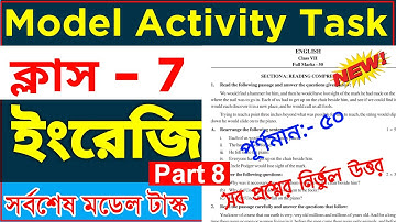 Class-7 English Model Activity Task Part 8 |Model Activity Task Class 7 Part 8 |