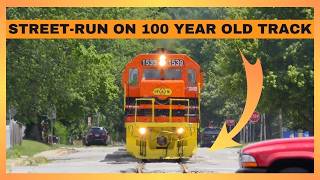 Trains Run Down The Middle of Busy Streets On 100 Year Old Track.... Local Train Smokes It Up