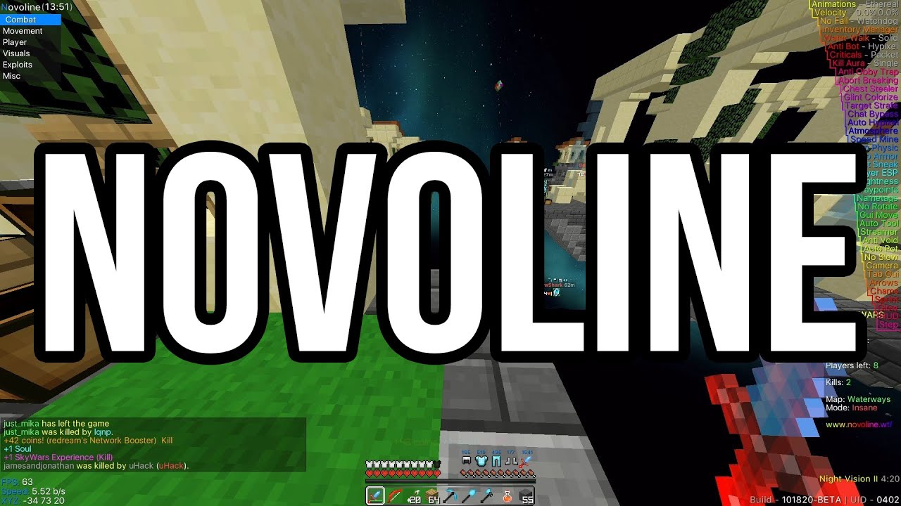 Novoline Beta - Hacking on Hypixel Skywars #18 - [Paid Hacked Client]