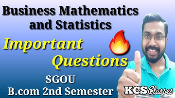 Business Mathematics and Statistics|Important Questions|SGOU B.com 2nd Semester