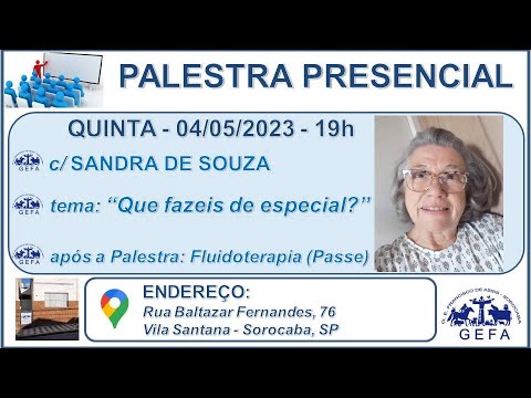 Assista: Palestra Presencial - c/ SANDRA DE SOUZA (04/05/2023)