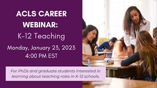 ACLS Career Webinar: K-12 Teaching III
