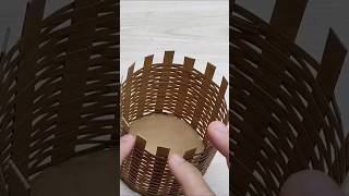 Realistic Mini Basket From Cardboard Craft | #shorts  #reuse  #recycle #bestoutofwaste