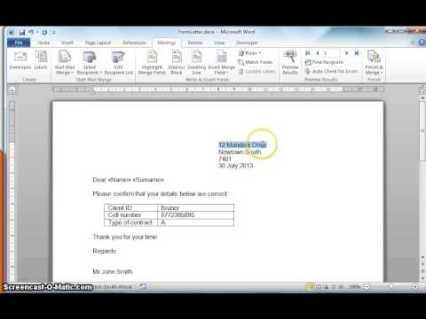 MS Word 2010 - Mail Merge