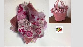 DIY 四角の布の 花飾り 作り方 Diy fabric square flower bolso bolsa