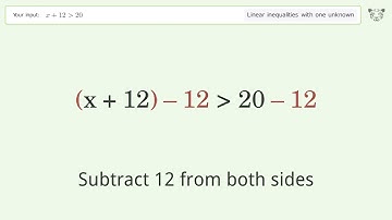Solving Linear Inequalities: x+12 is Greater Than 20