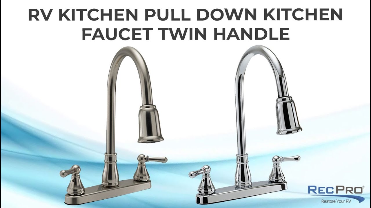 Yundoom Pull-Down Kitchen Faucet With Sprayer - Brushed Nickel 2 Handle, High Arc Farmhouse Sink Faucet