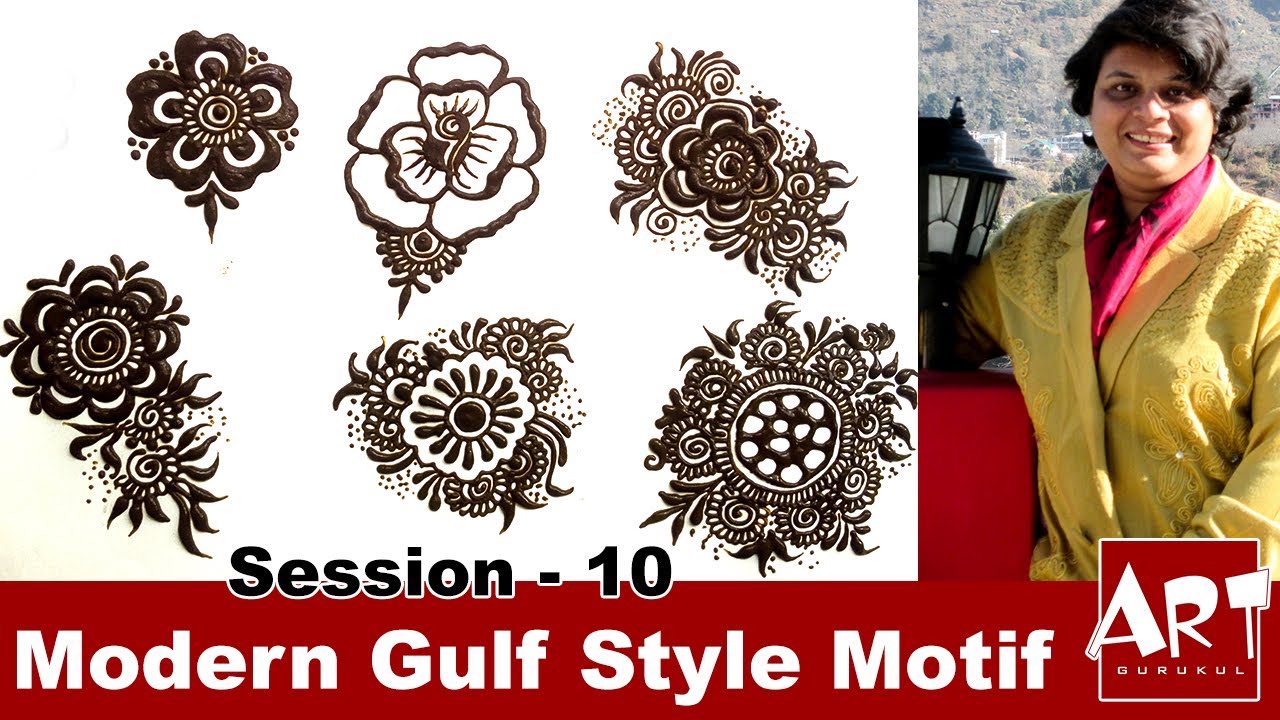 practice 10 How to make Gulf  leafy motif  henna  motif  