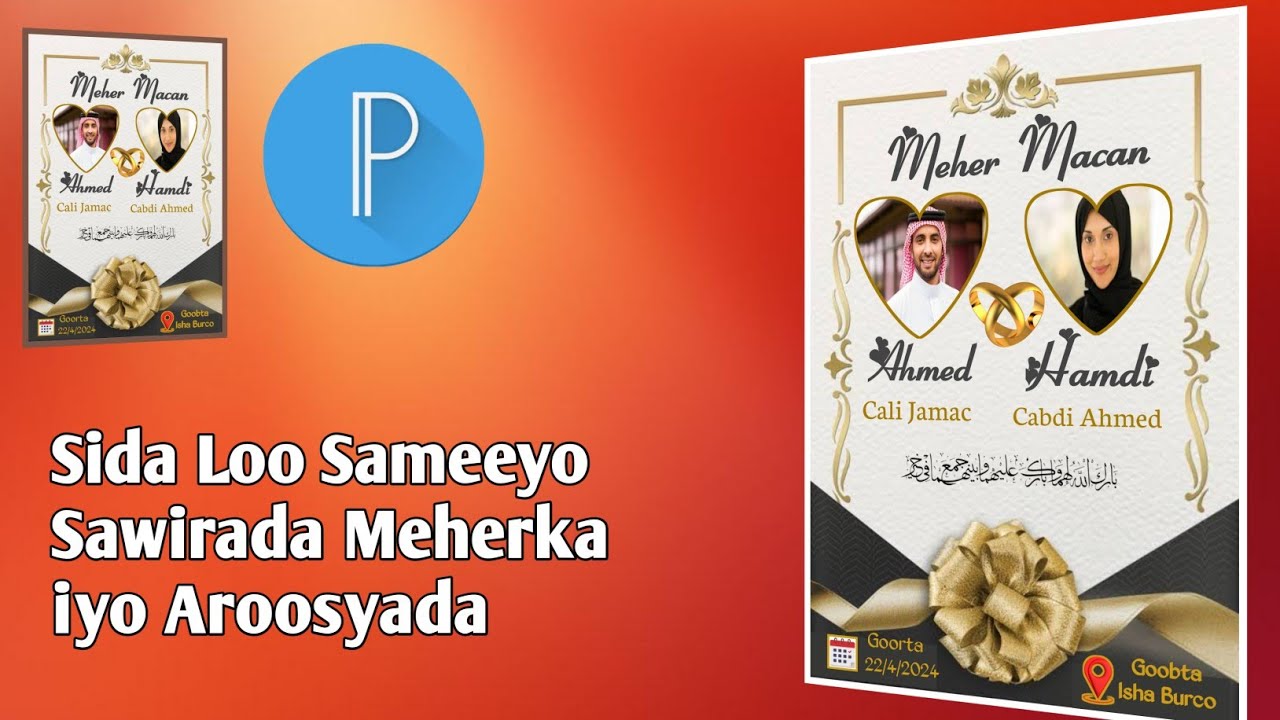 Sida loo sameeyo sawirada meherka & Arooska Pixellab How To Make Wedding Photo Design Pixellab 2024