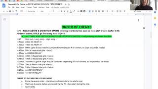 PCCS Middle School Meets & Order of Events