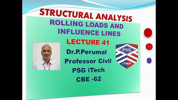 Lecture41: Rolling Loads and Influence lines by Dr.P.Perumal, PSG iTech