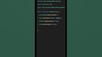 StudentService.java | StudentService interface for Student Management System code in description
